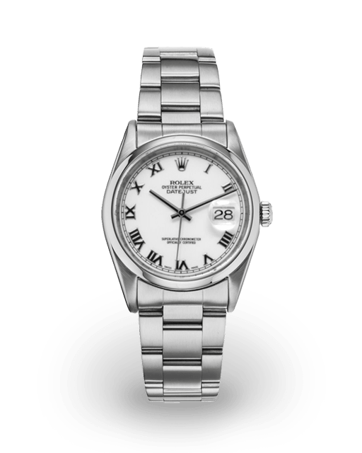 Rolex Datejust 36 Steel Smooth White Roman Oyster 16200 Watches