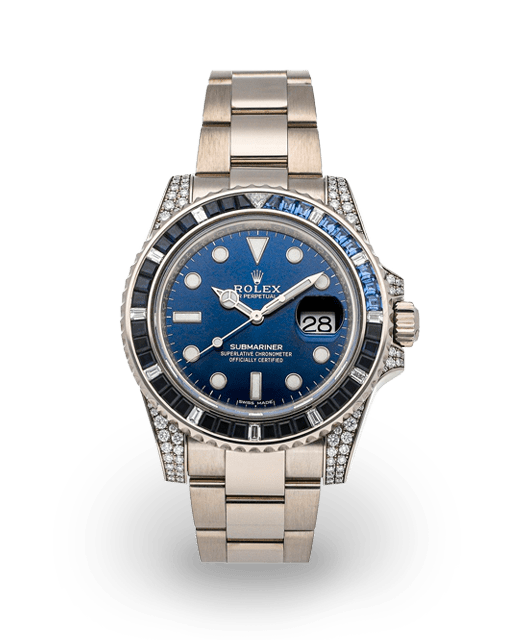 Rolex Submariner Date White Gold Diamond Set Baguette Diamond