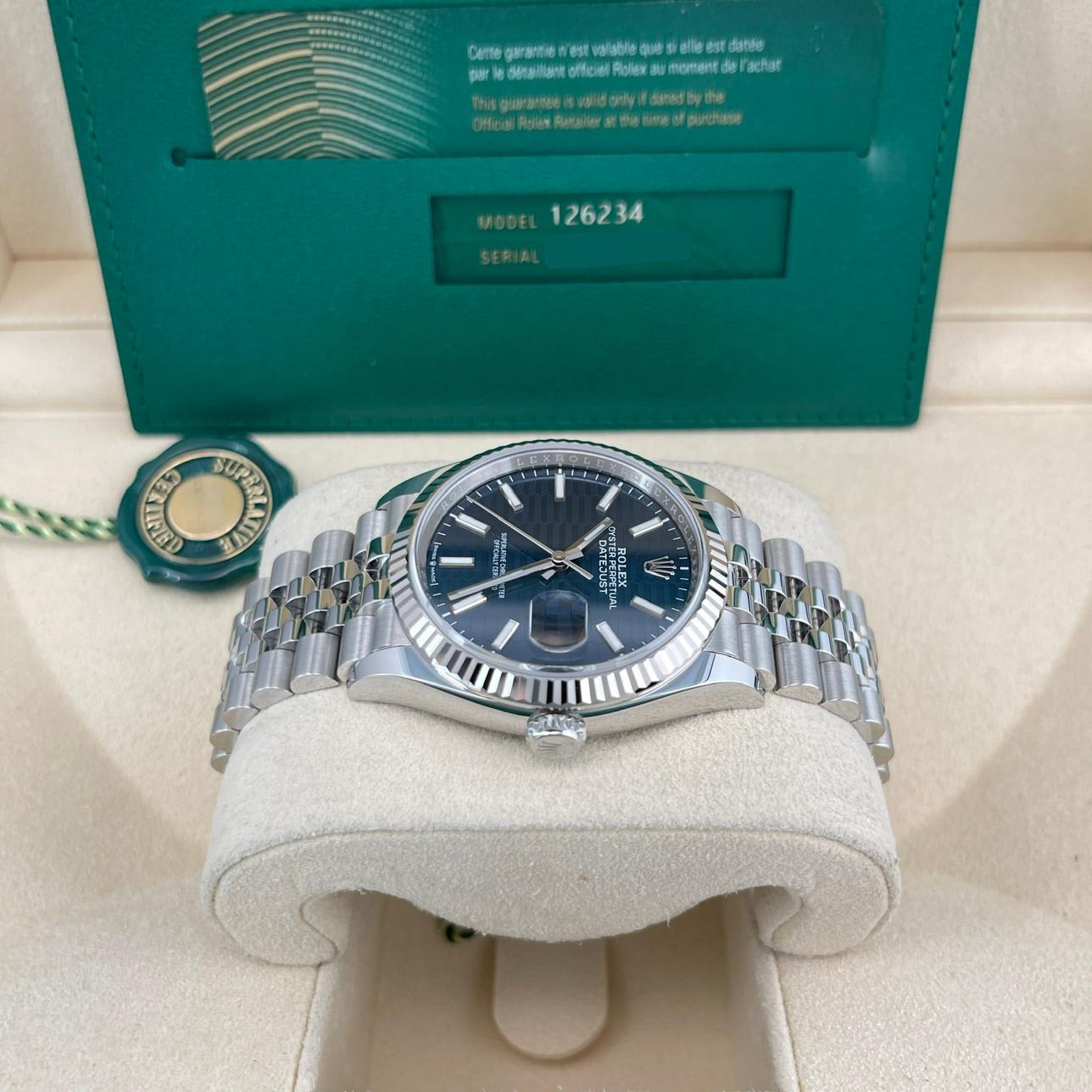 2023 Rolex Datejust 36 Steel / Fluted / Blue Fluted-Motif
