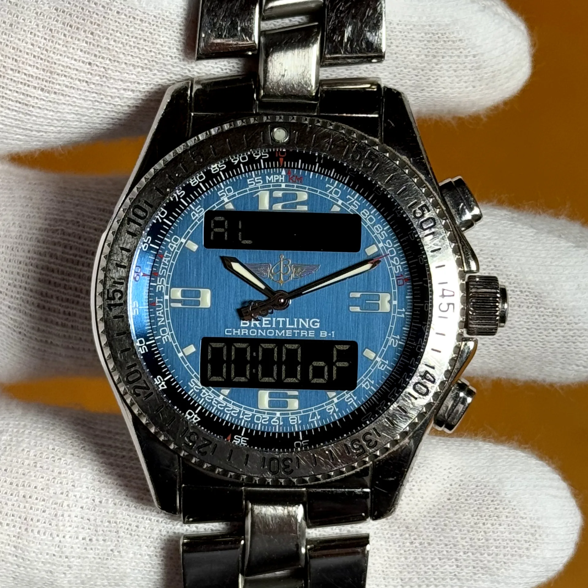 Breitling B-1 SuperQuartz Chronometre 44 Steel / Blue / Arabic / Bracelet A78362