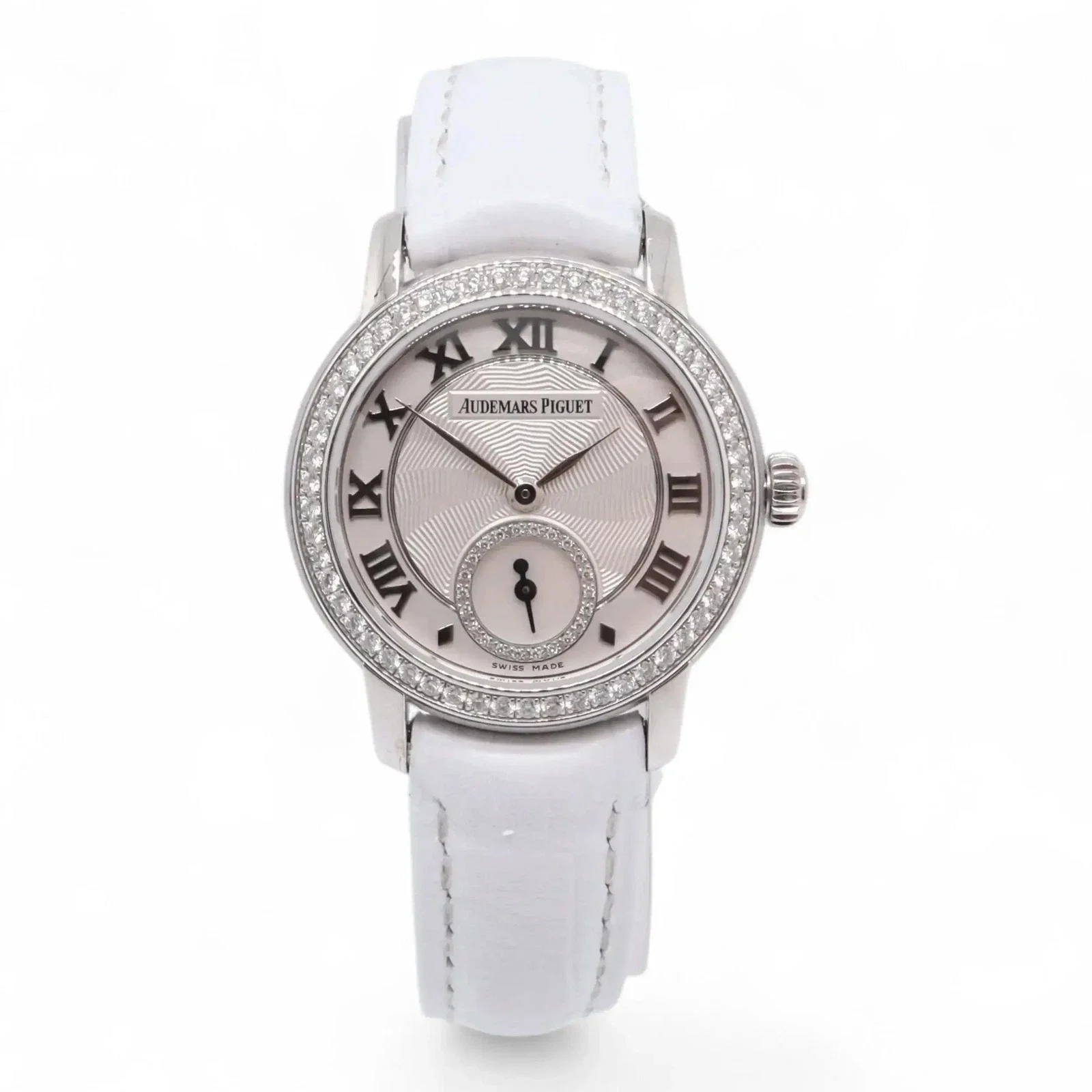 Audemars Piguet Jules Audemars Small Seconds 28 White Gold and Diamond-Set / Silvered / Roman / Strap 77228BC.ZZ.A001MR.01
