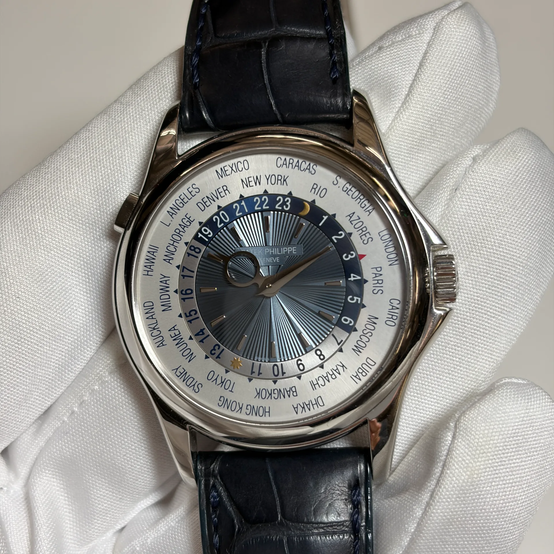 Patek Philippe World Time Platinum / Blue 5130P-020