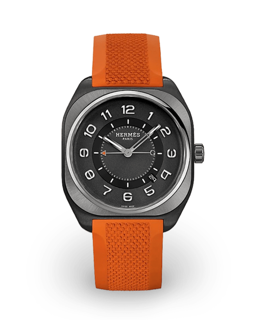 Hermès H08 Carbon Fiber / Ceramic / Black / Arabic / Strap SP1