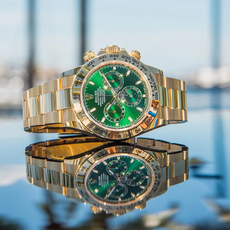ROLEX DAYTONA風　壁掛時計ゴールド×グリーン　人気色 Rolex Daytona Yellow Gold 