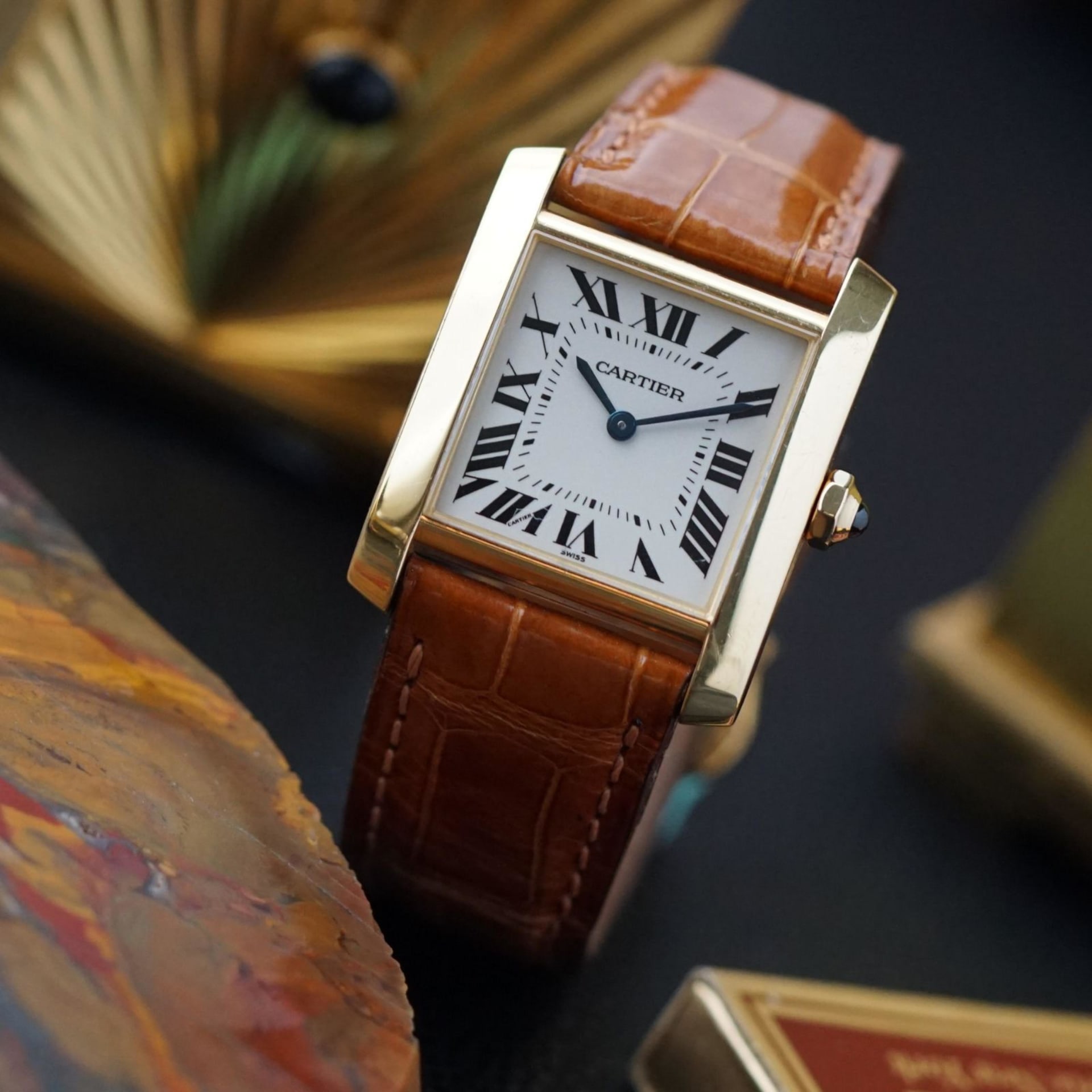 Cartier Tank Française Medium Yellow Gold Silvered Roman - Main Image
