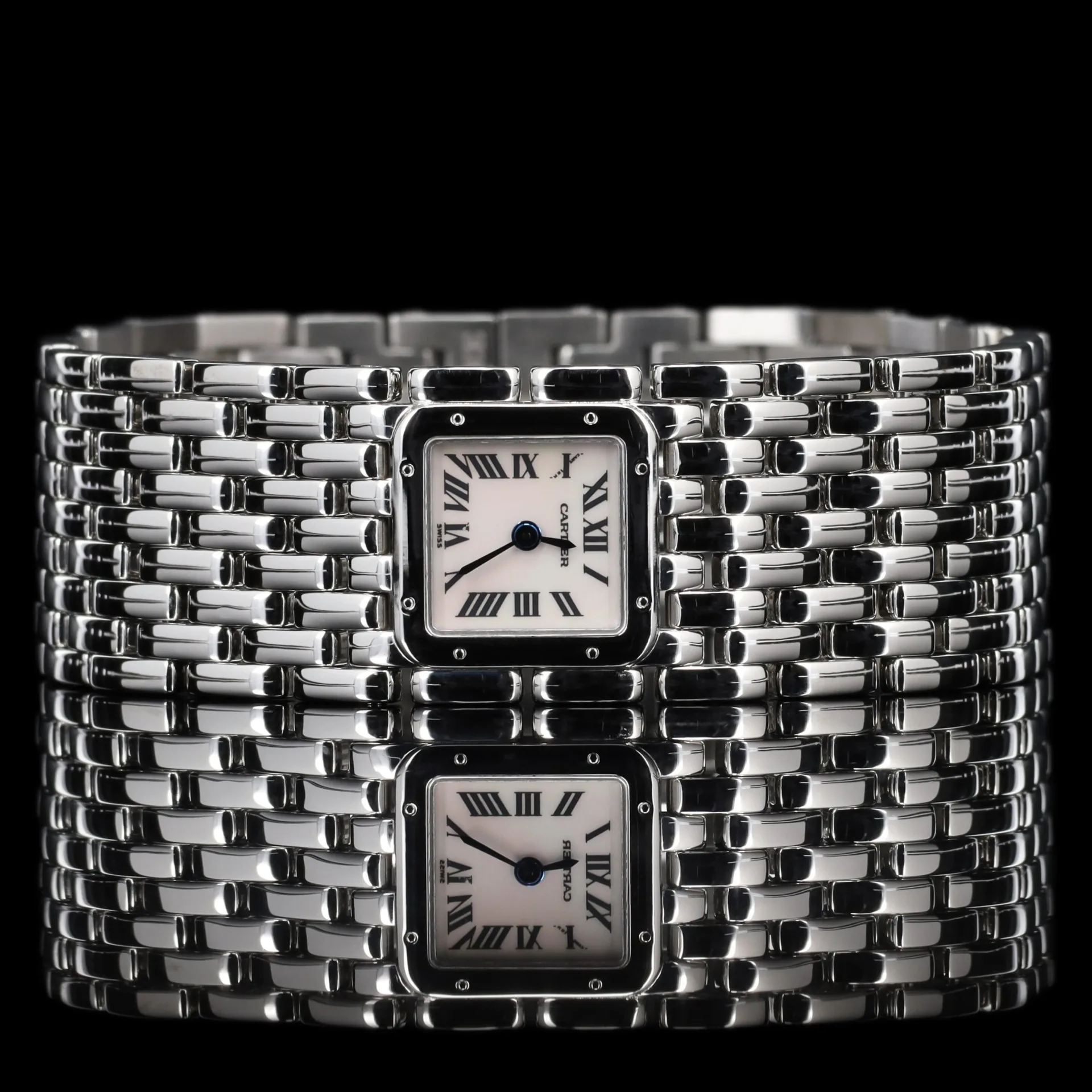 Cartier Panthère de Cartier Ruban Mini Steel / MOP / Roman / Bracelet W61001T9