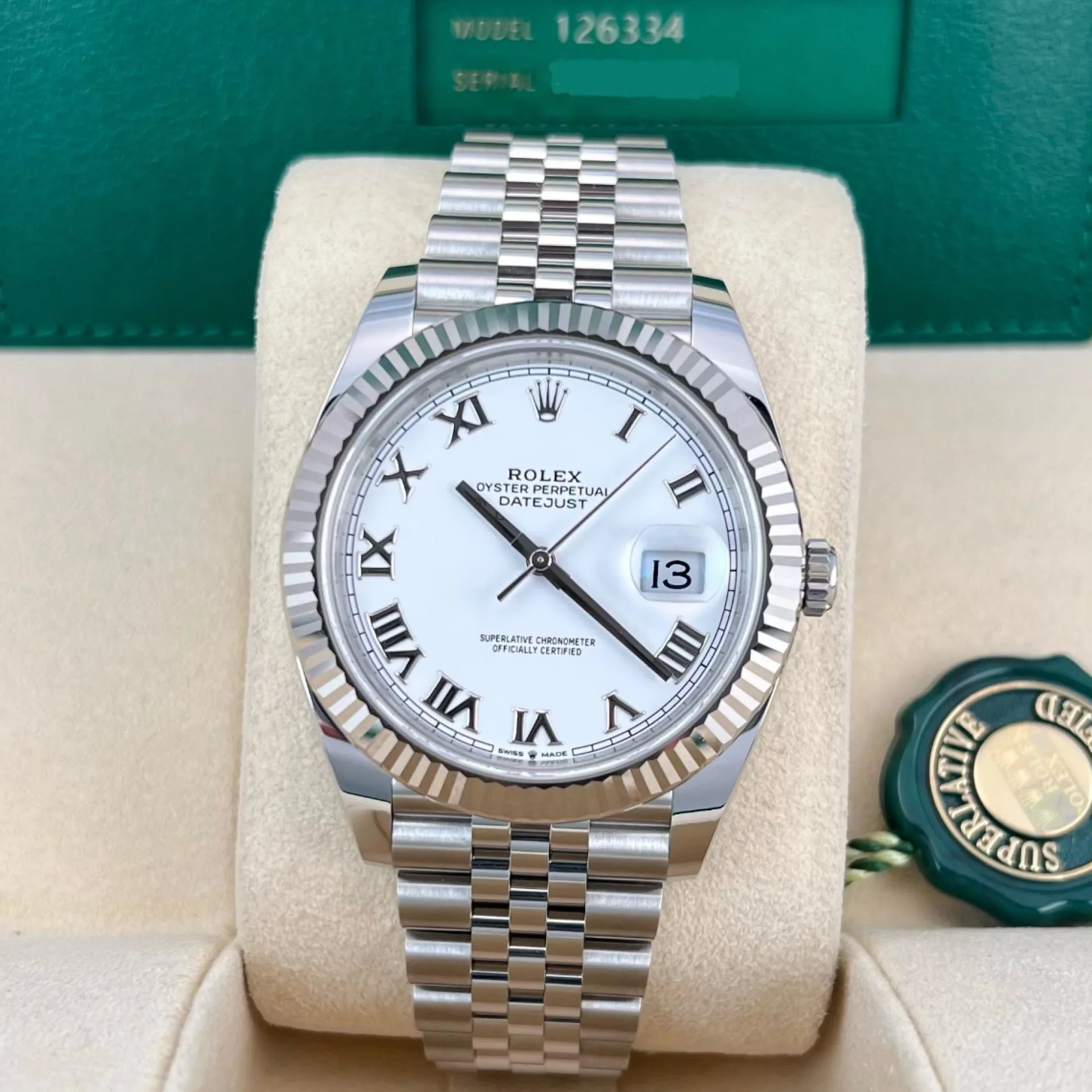 2025 Rolex Datejust 41 Fluted / White / Roman / Jubilee 126334-0024 Listing Image