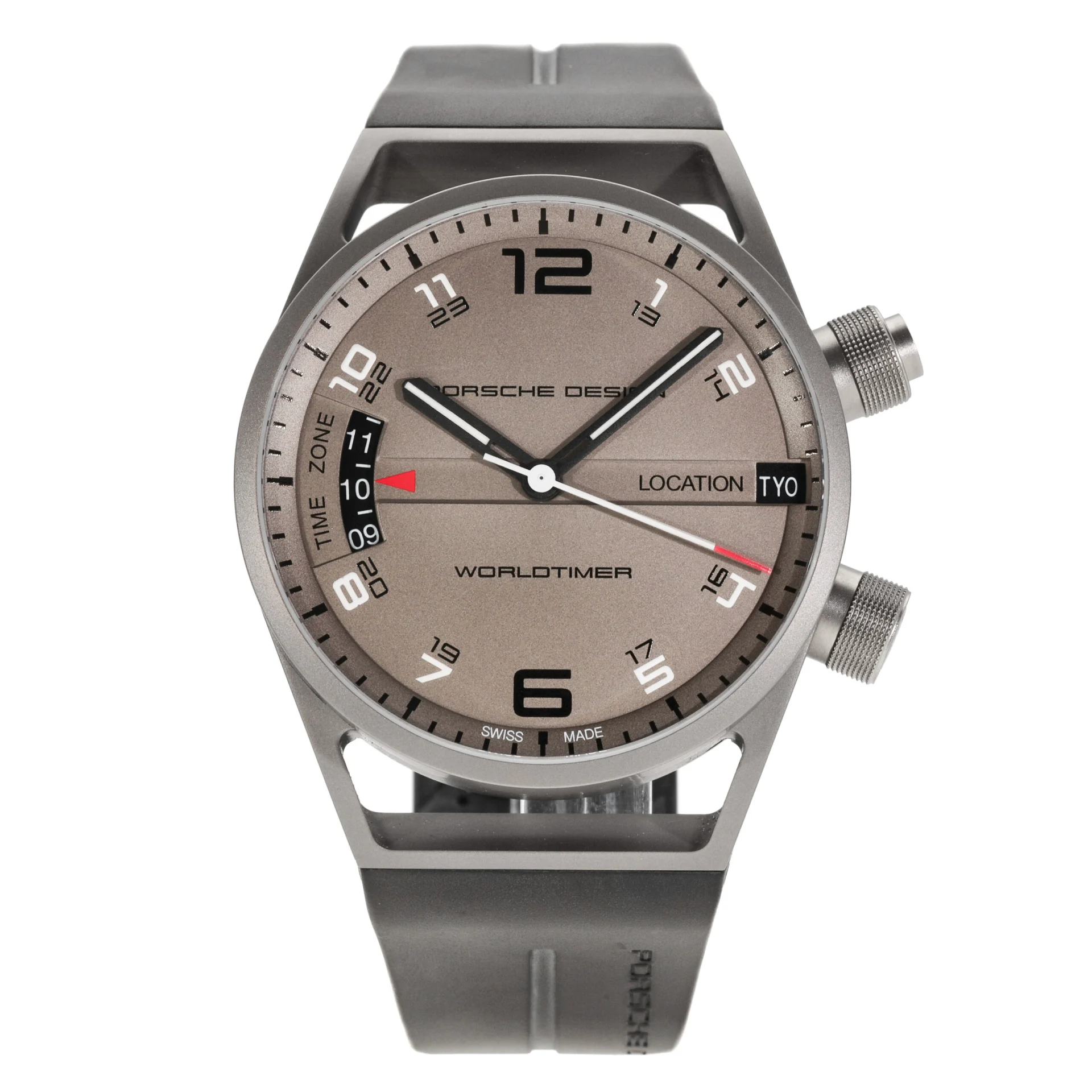Porsche Design Worldtimer 45 Titanium / Gray / Arabic / Rubber Strap 6750.10.24.1180
