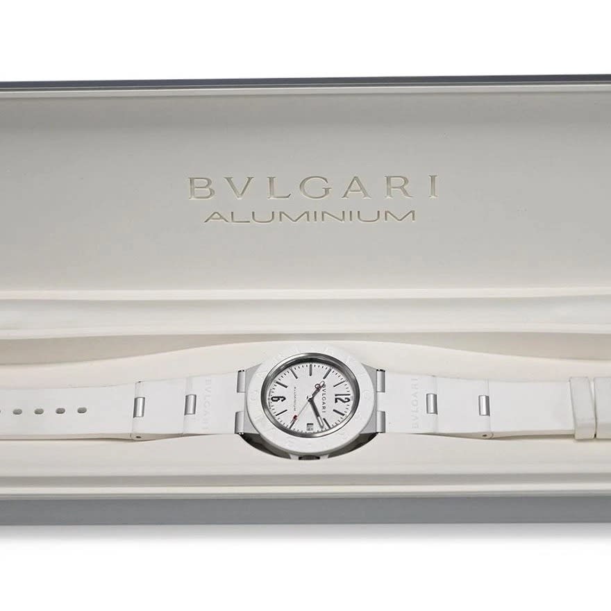 Bvlgari Aluminium 40 Aluminum / Rubber / White / Arabic / Strap