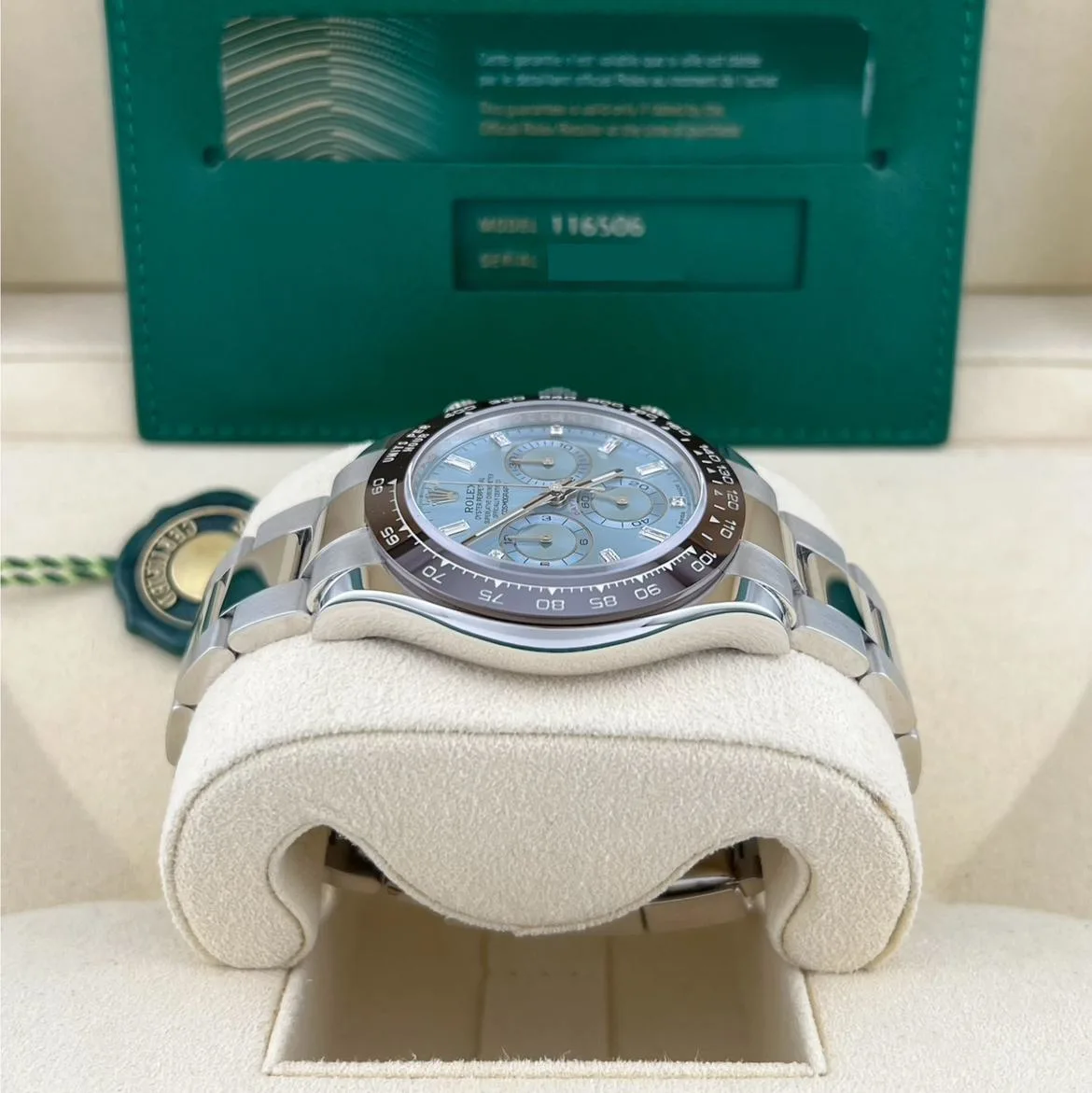 2021 Rolex Daytona Platinum / Ceramic / Ice-Blue / Baguette Diamond-Set 116506-0002 Listing Image 4