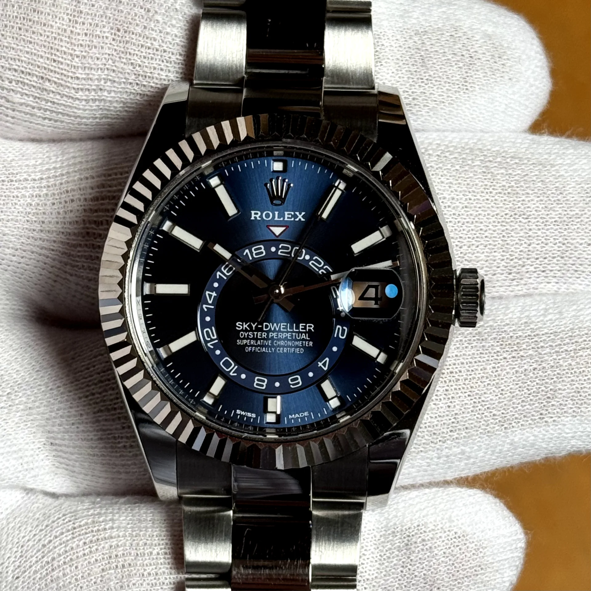 2019 Rolex Sky-Dweller / Fluted / Blue / Oyster 326934-0003