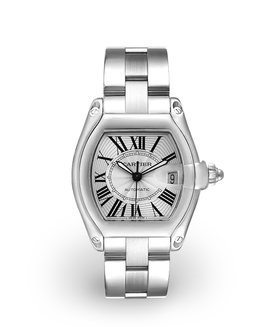 Cartier Roadster Steel / Silvered / Roman / Bracelet W62025V3  Model Image