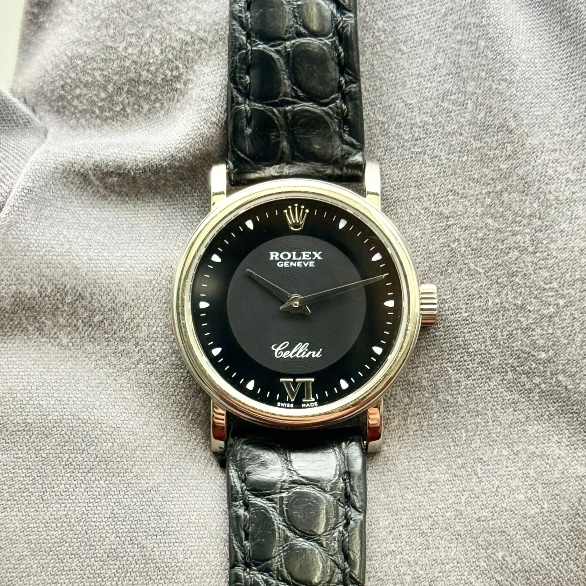 Rolex Cellini 26 White Gold / Black / Strap 6110/9