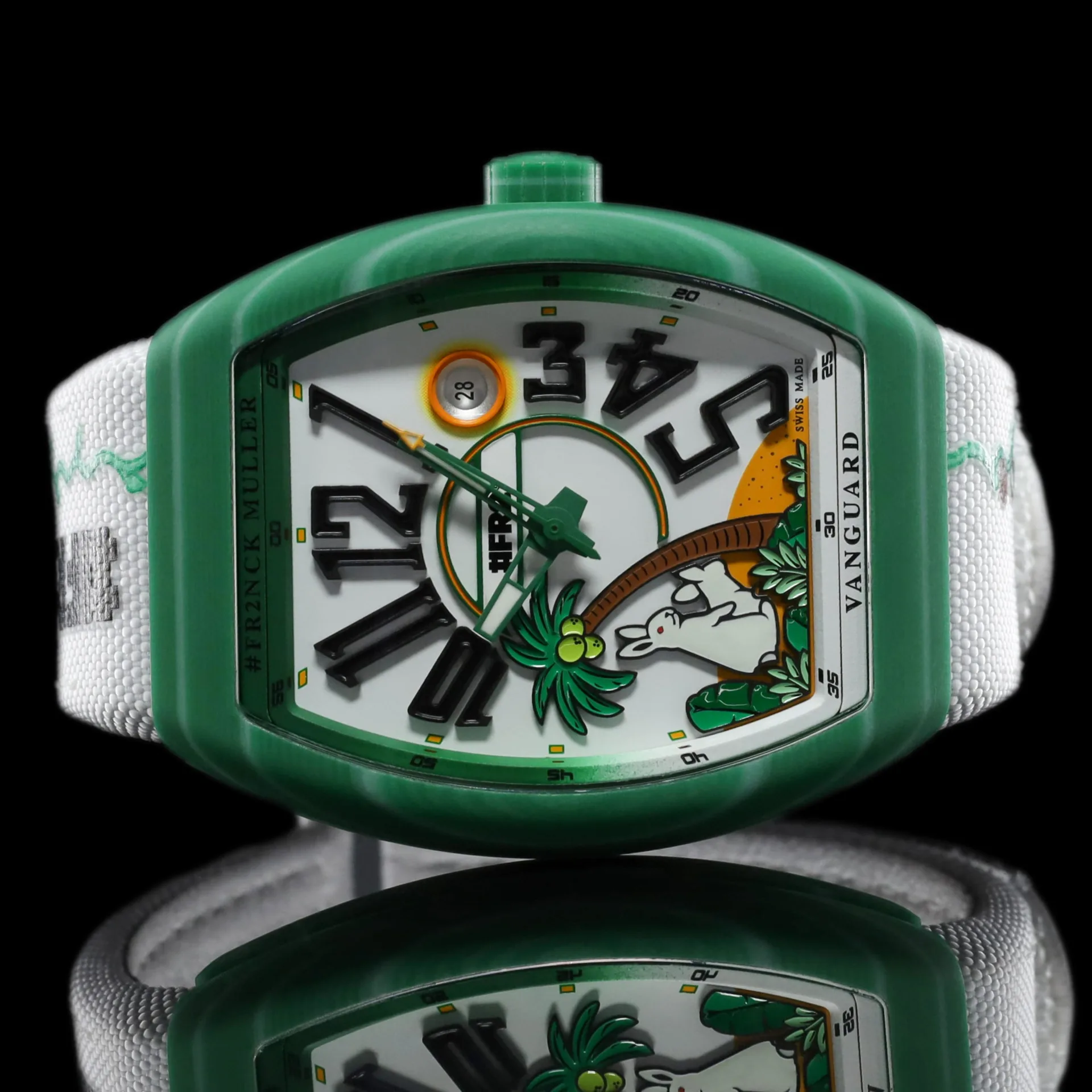 2025 Franck Muller Vanguard FR2 Beach "Green Rabbit" Glass Fiber Composite / White / Arabic / Strap - Limited to 300 Pieces V 41 SC DT BEACH GF VR VE BC