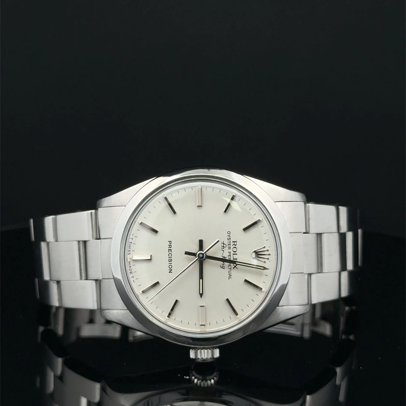 1989 Rolex Air-King 34 Smooth / Silver / Oyster 5500