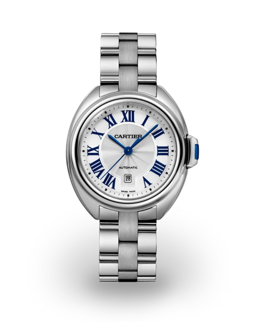 Cartier Clé de Cartier 31 Steel / Silvered / Roman / Bracelet WSCL0005  Model Image