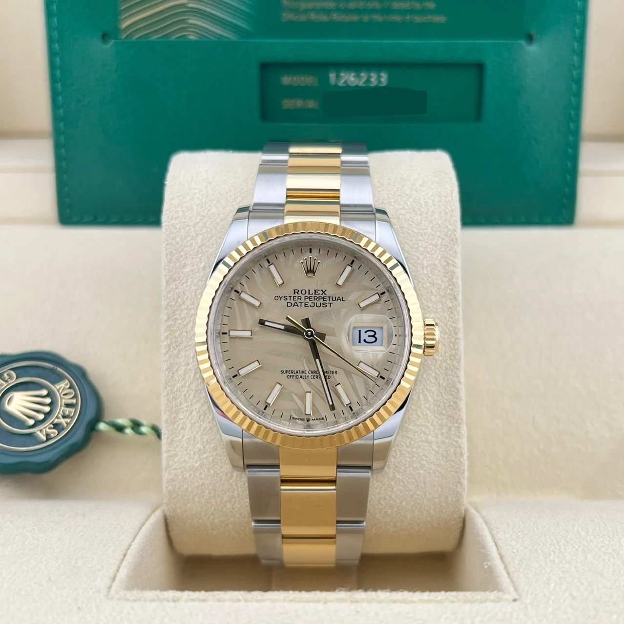 2021 Rolex Datejust 36 Two-Tone Fluted / Palm-Motif / Oyster 126233-0038 Listing Image