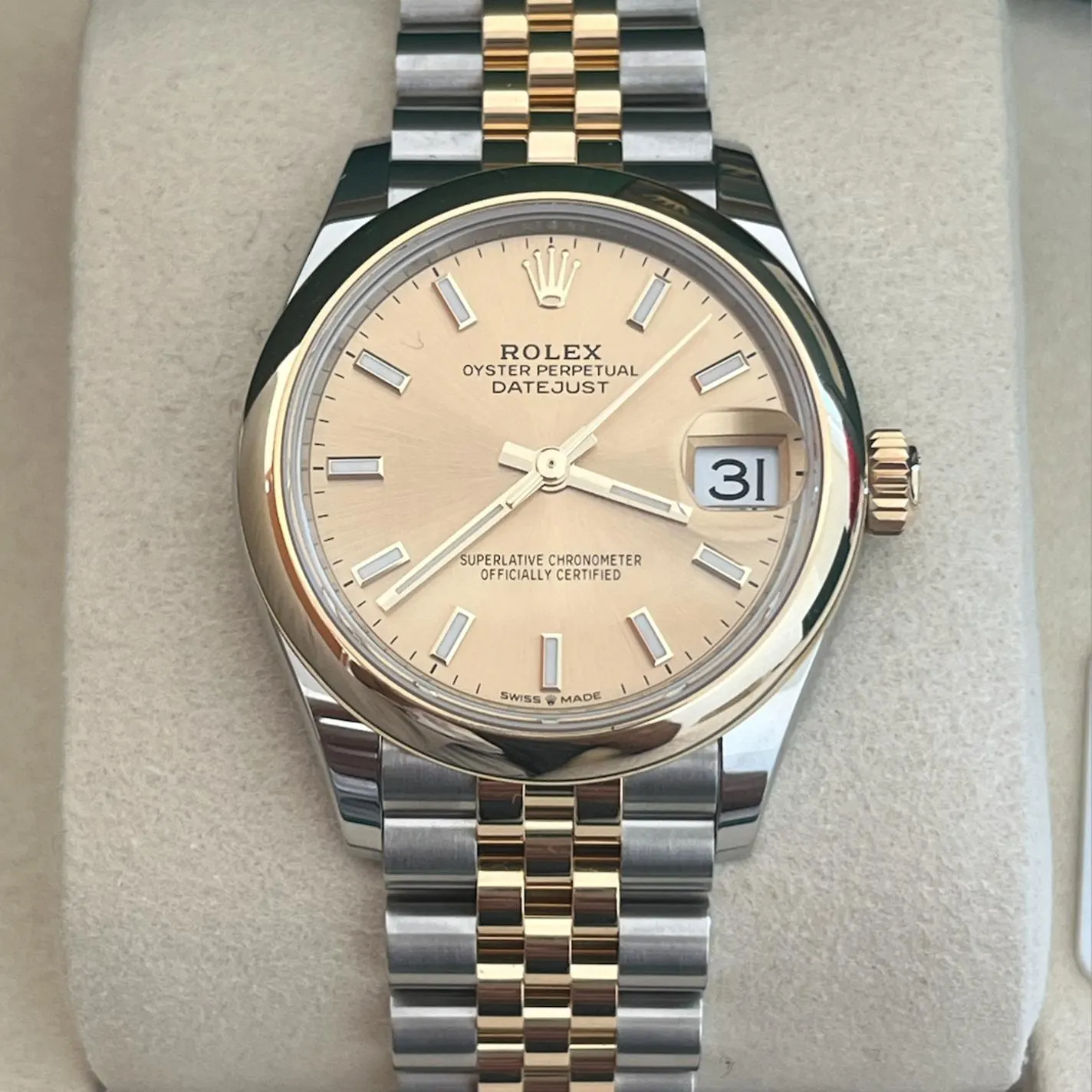 2025 Rolex Datejust 31 Two-Tone Smooth / Champagne / Jubilee 278243-0014
