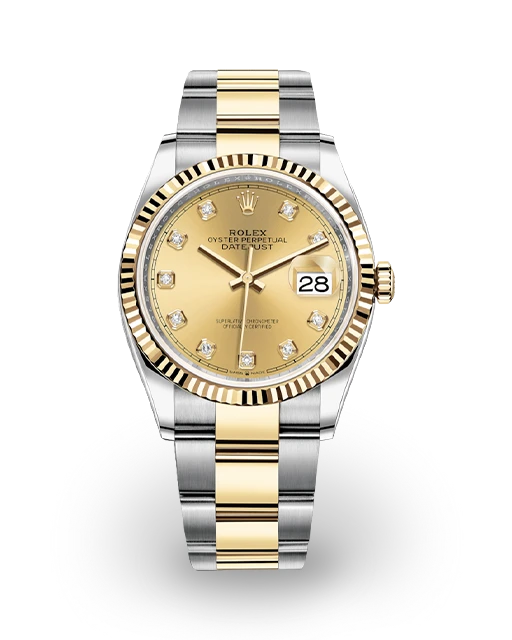 Rolex Datejust 36 Two-Tone Fluted / Champagne / Diamond-Set / Oyster 126233-0018  Model Image