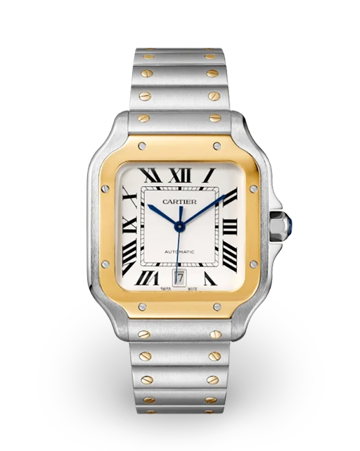 Cartier Santos de Cartier Large Two-Tone / Silvered / Roman / Bracelet W2SA0009  Model Image