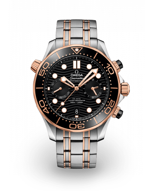 Omega Seamaster Diver 300M Master Co-Axial 44 Chronograph Stainless Steel / Sedna Gold / Black / Bracelet 210.20.44.51.01.001  Model Image