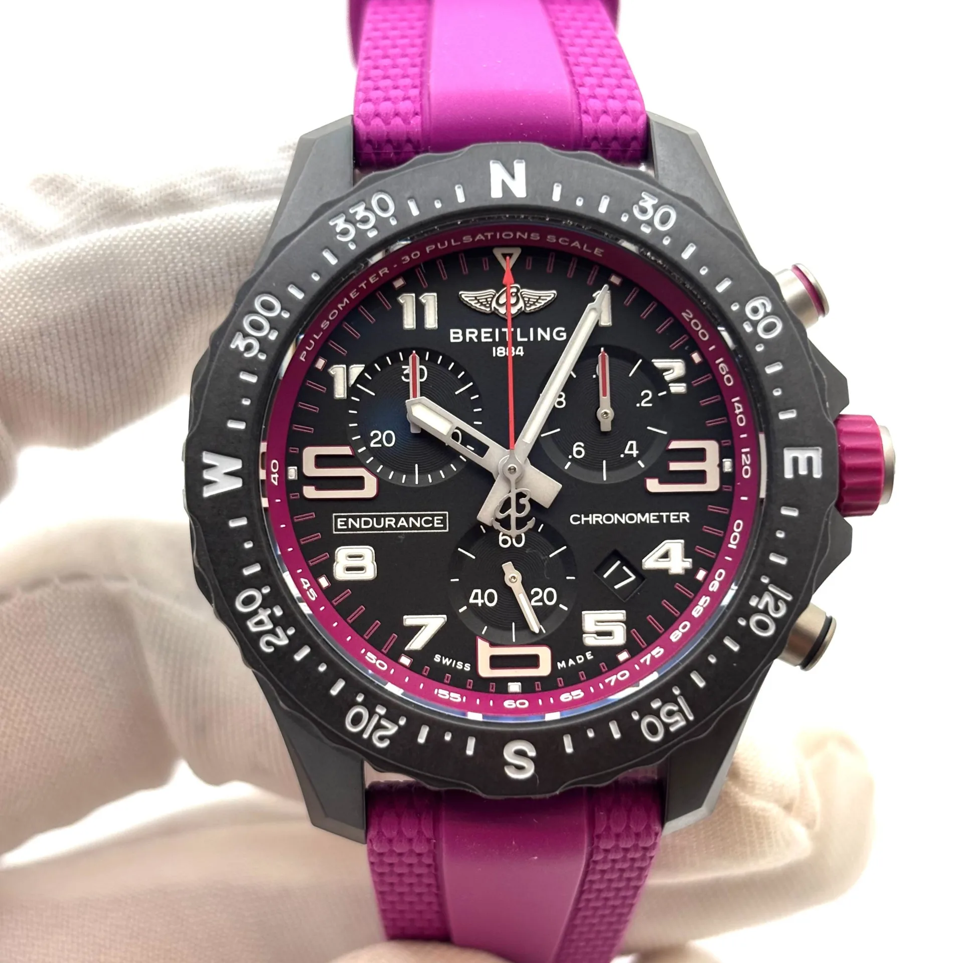 2025 Breitling Endurance Pro Purple 38 Titaplast and Steel / Black / Arabic / Strap X83310F61B1S1