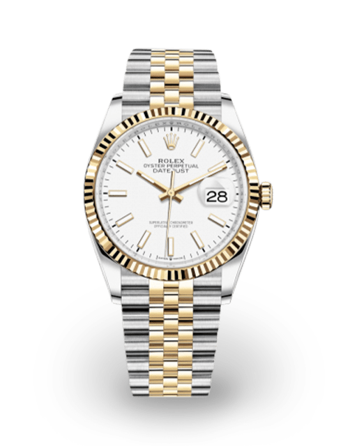 Rolex Datejust 36 Two Tone Fluted White Jubilee 126233 0019