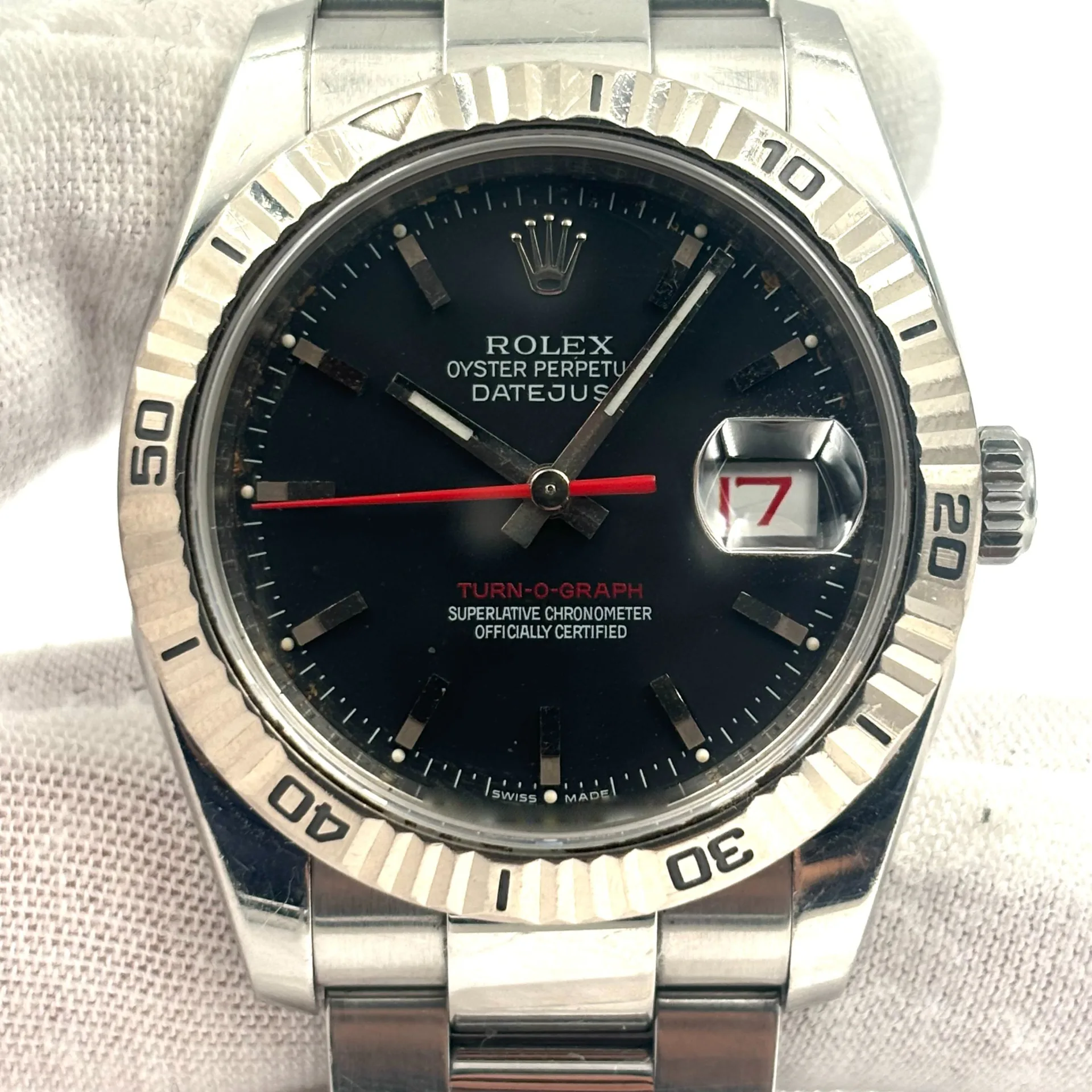 2007 Rolex Datejust Turn-O-Graph Steel / Fluted / Black / Oyster 116264