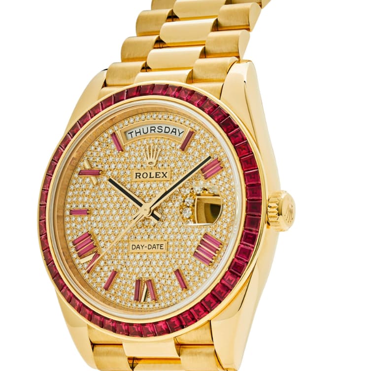 Rolex Day-Date 40 Yellow Gold Gem-Set Diamond-Paved Gem-Set