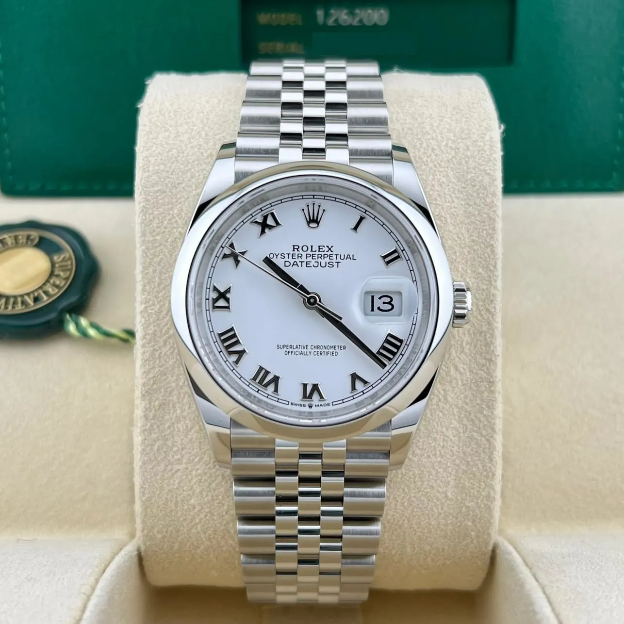 2024 Rolex Datejust 36 Smooth / White / Roman / Jubilee 126200-0007 Listing Image 2
