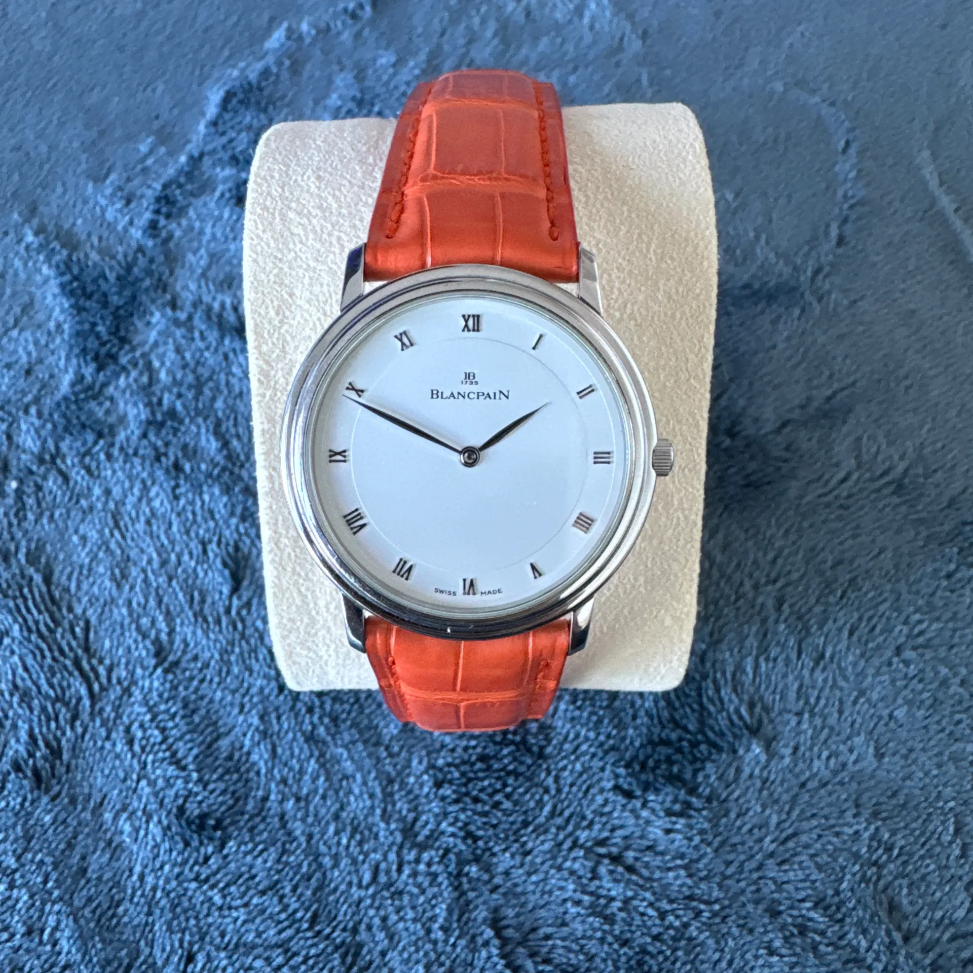 Blancpain Villeret 34 Steel / White / Roman / Strap 1151-1127-58