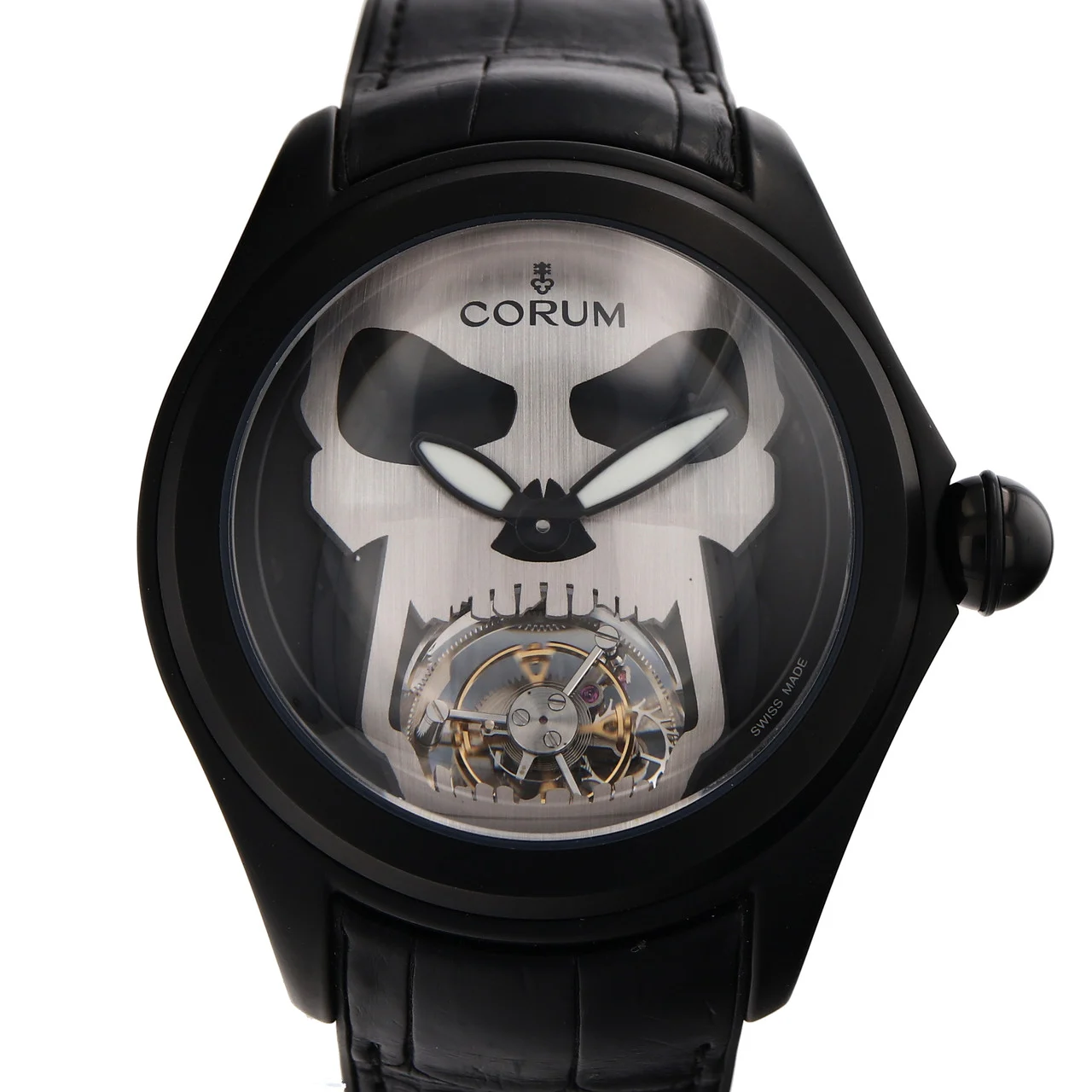 2000 Corum Bubble Skull Tourbillon PVD Steel / Black / Strap 016.301.98/0001 Listing Image 1
