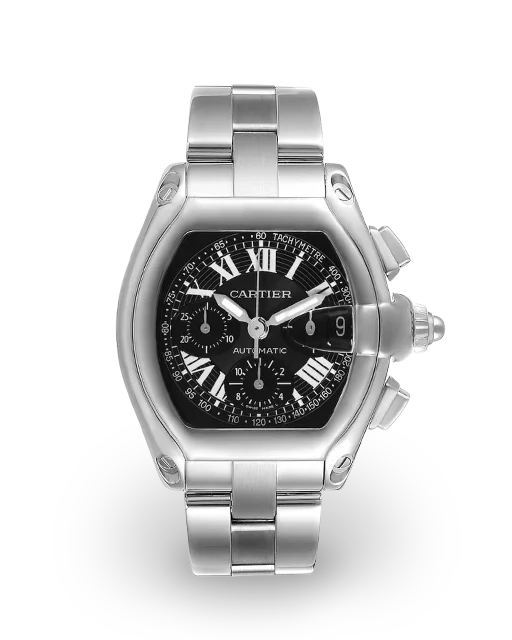 Cartier Roadster Chronograph "Tachymeter" Steel / Black / Roman W62020X6  Model Image