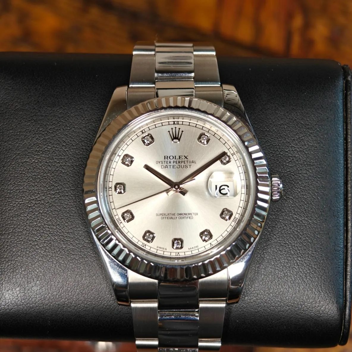 Rolex Datejust II Fluted / Silver / Diamond-Set / Oyster 116334-0007