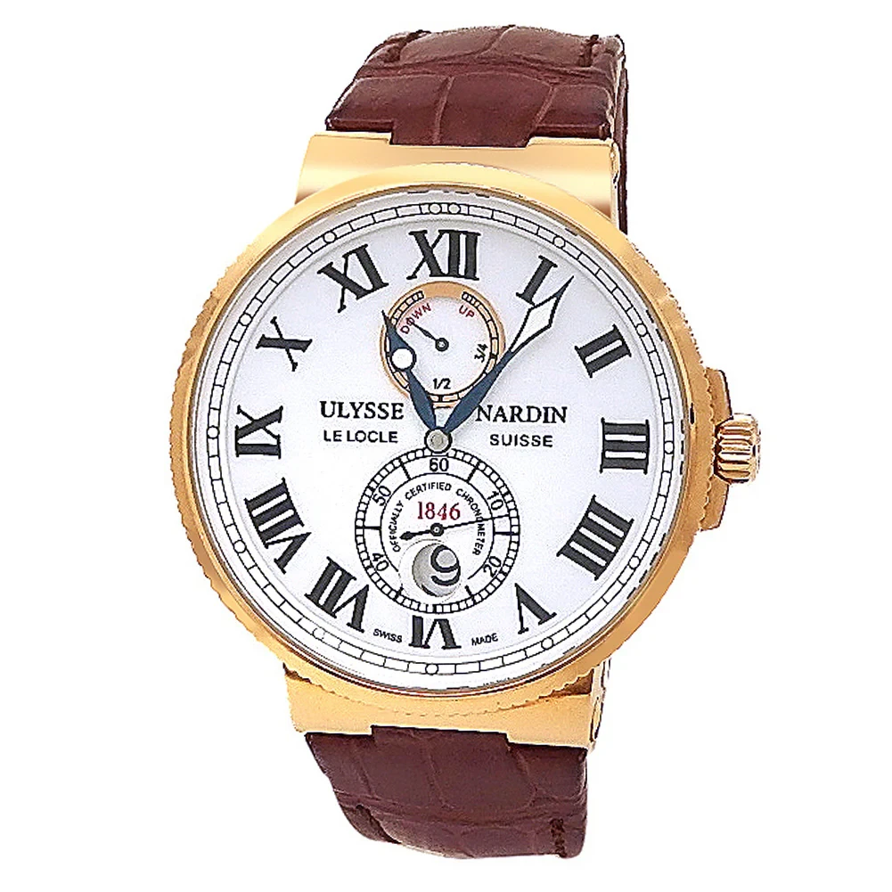 Ulysse Nardin Maxi Marine Chronometer 43 Rose Gold / White / Roman / Strap 266-67/40