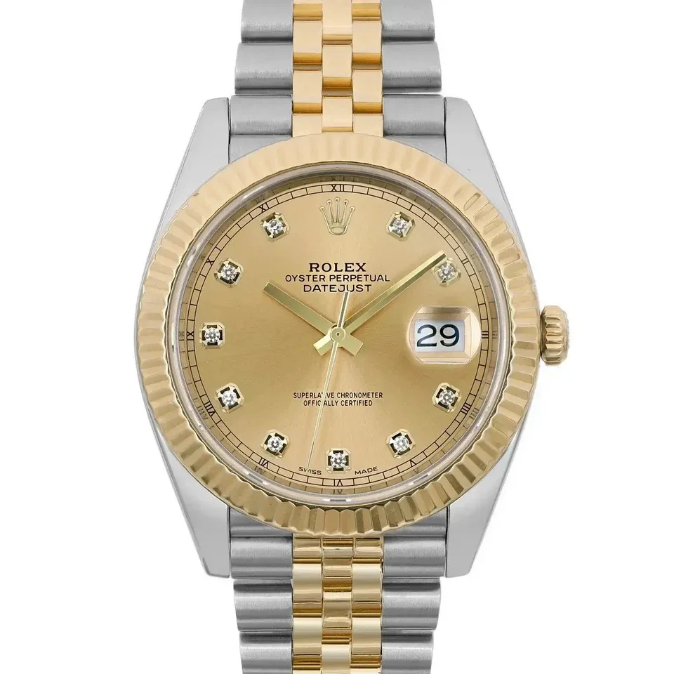 2018 Rolex Datejust 41 Two-Tone / Fluted / Champagne / Diamond-Set / Jubilee 126333-0012 Listing Image
