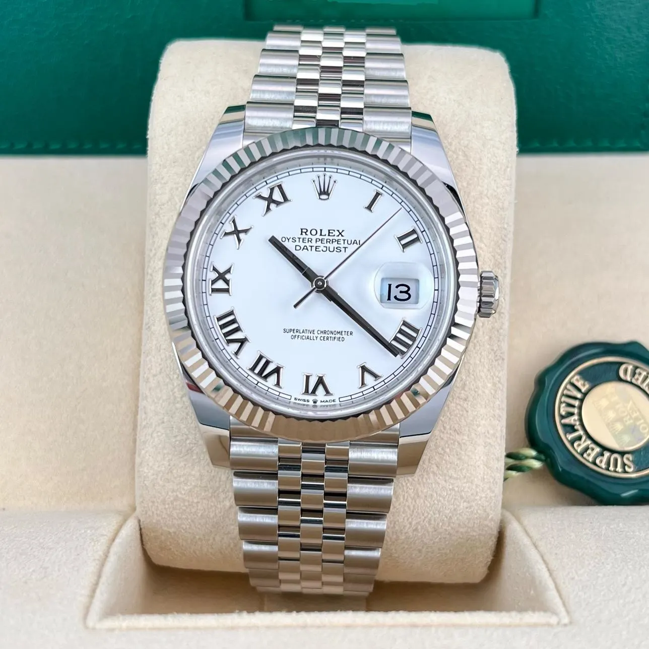 2023 Rolex Datejust 41 Fluted / White / Roman / Jubilee 126334-0024 Listing Image 2