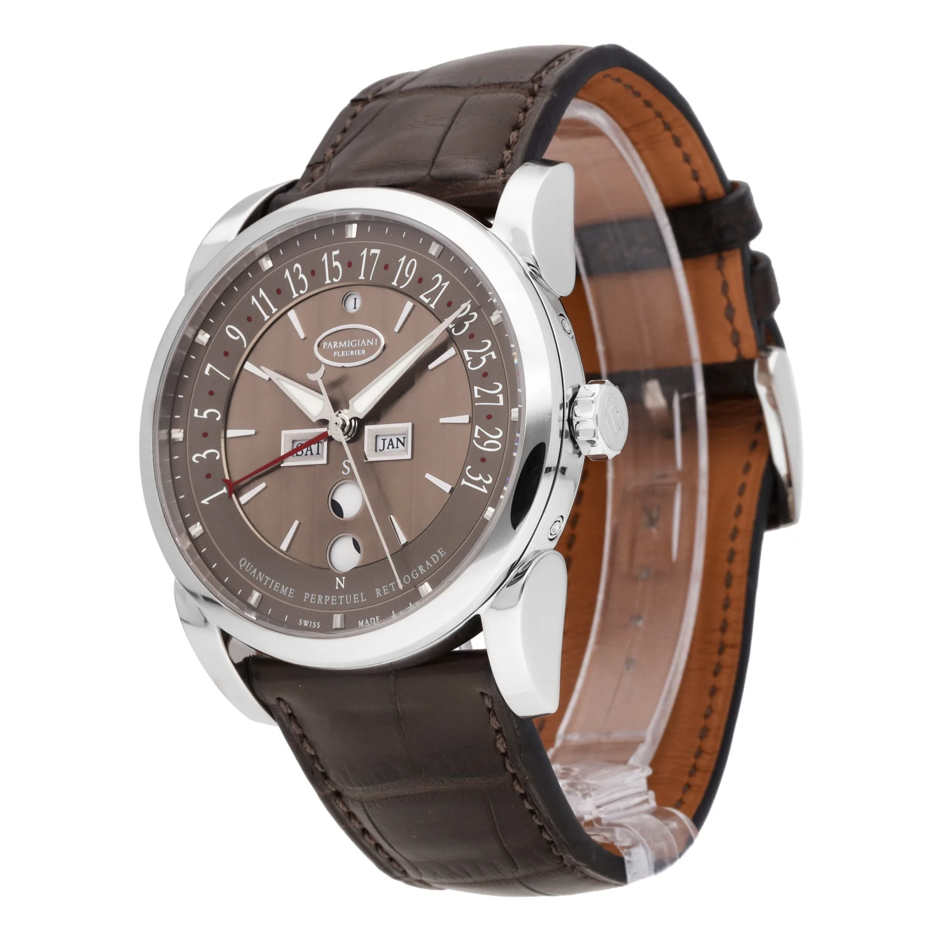 Parmigiani Fleurier Tonda Centum Perpetual Calendar 42 White Gold Brown  Strap PFH227-1201300-HA1241