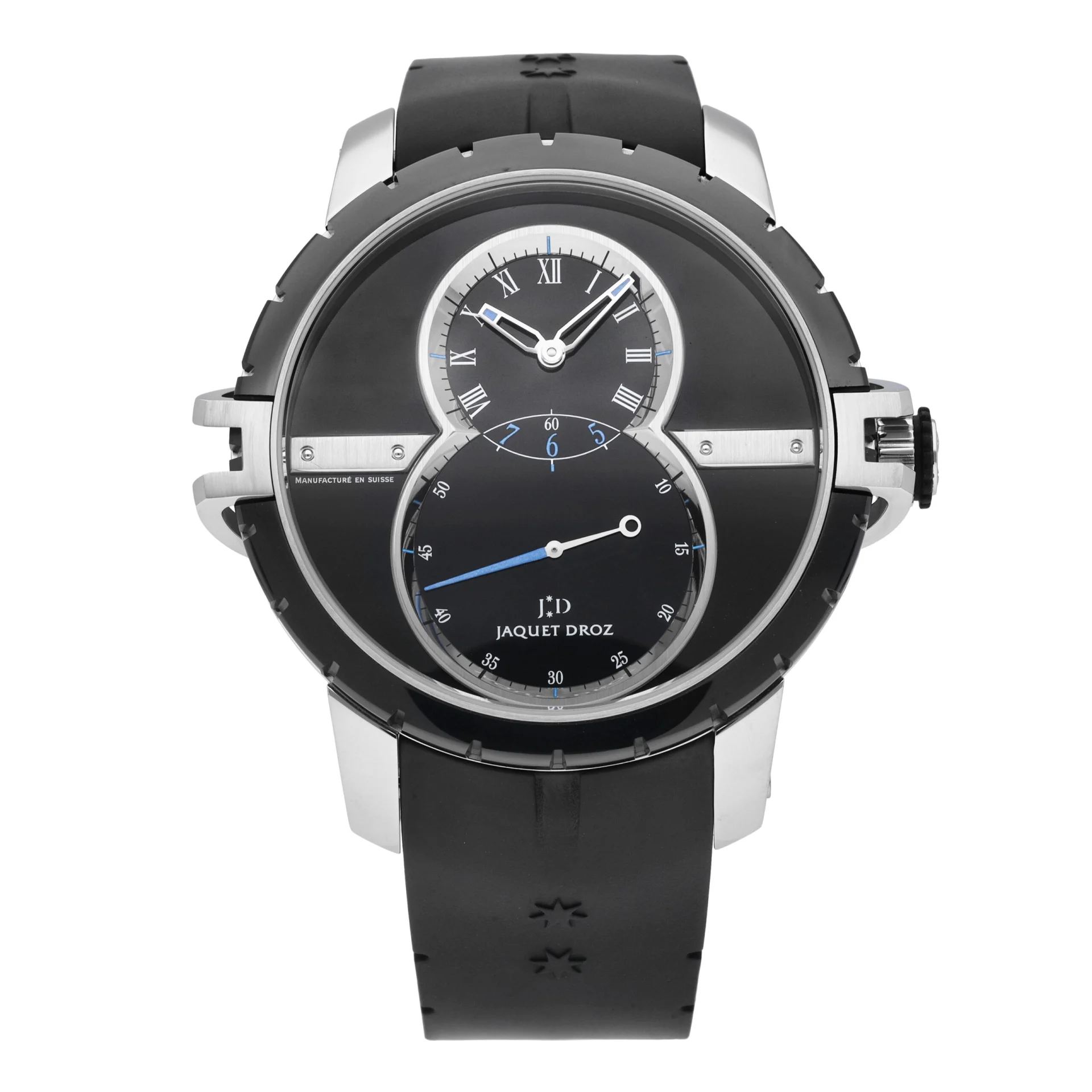 Jaquet Droz Grande Seconde SW 45 Steel / Black Ceramic / Black / Roman/Arabic / Strap J029030440
