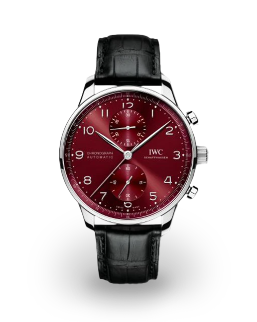IWC Portugieser Chronograph Stainless Steel / Burgundy IW3716-16  Model Image
