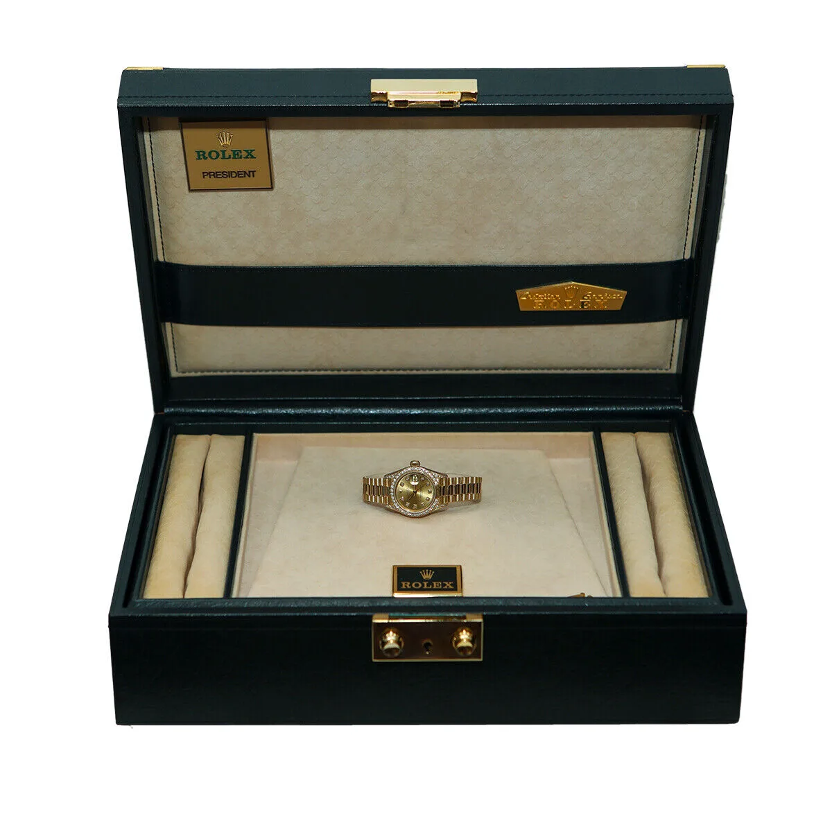 Rolex Lady-Datejust 26 Yellow Gold / Diamond-Set / Champagne / Diamond-Set / President 69158 Listing Image 4