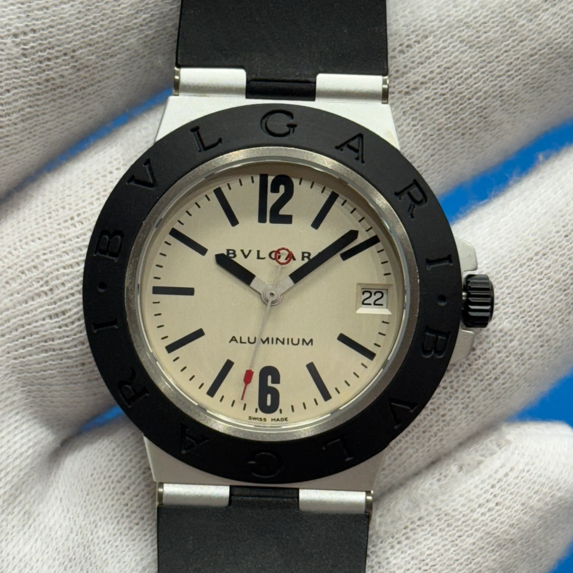 Bvlgari Diagono 38 Aluminum / Silvered / Arabic / Strap AL 38 TA