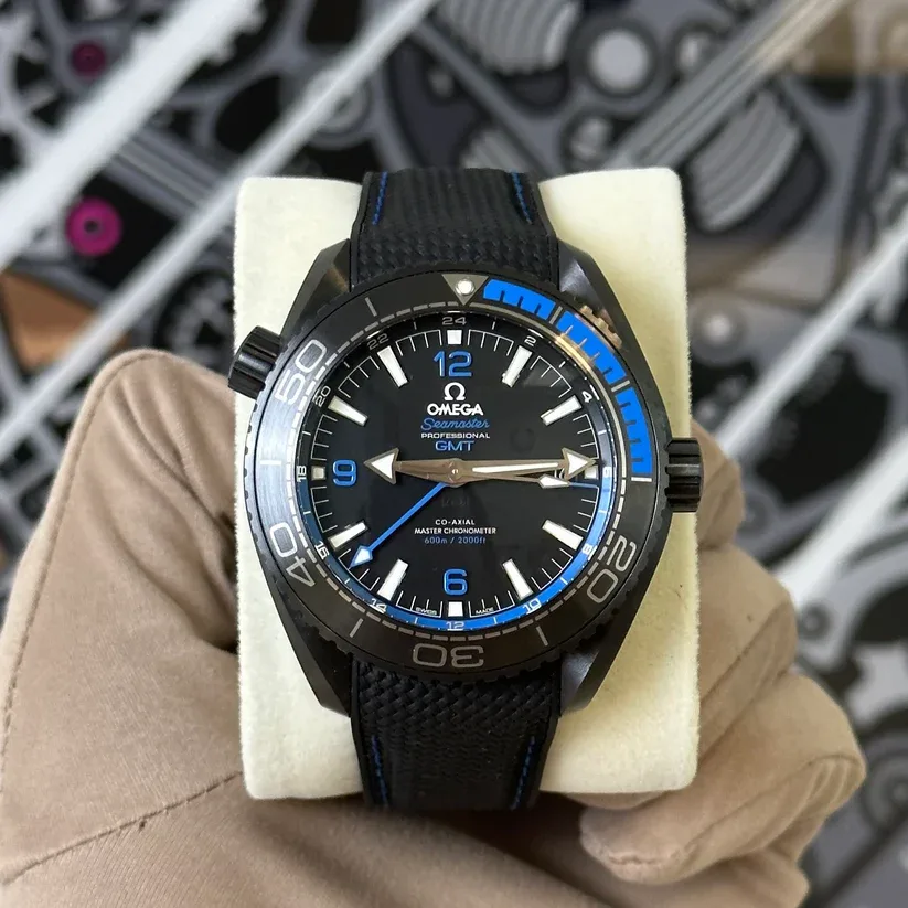 Omega Seamaster Planet Ocean 600M Co-Axial 45.5 Master Chronometer GMT Deep Black Blue 215.92.46.22.01.002