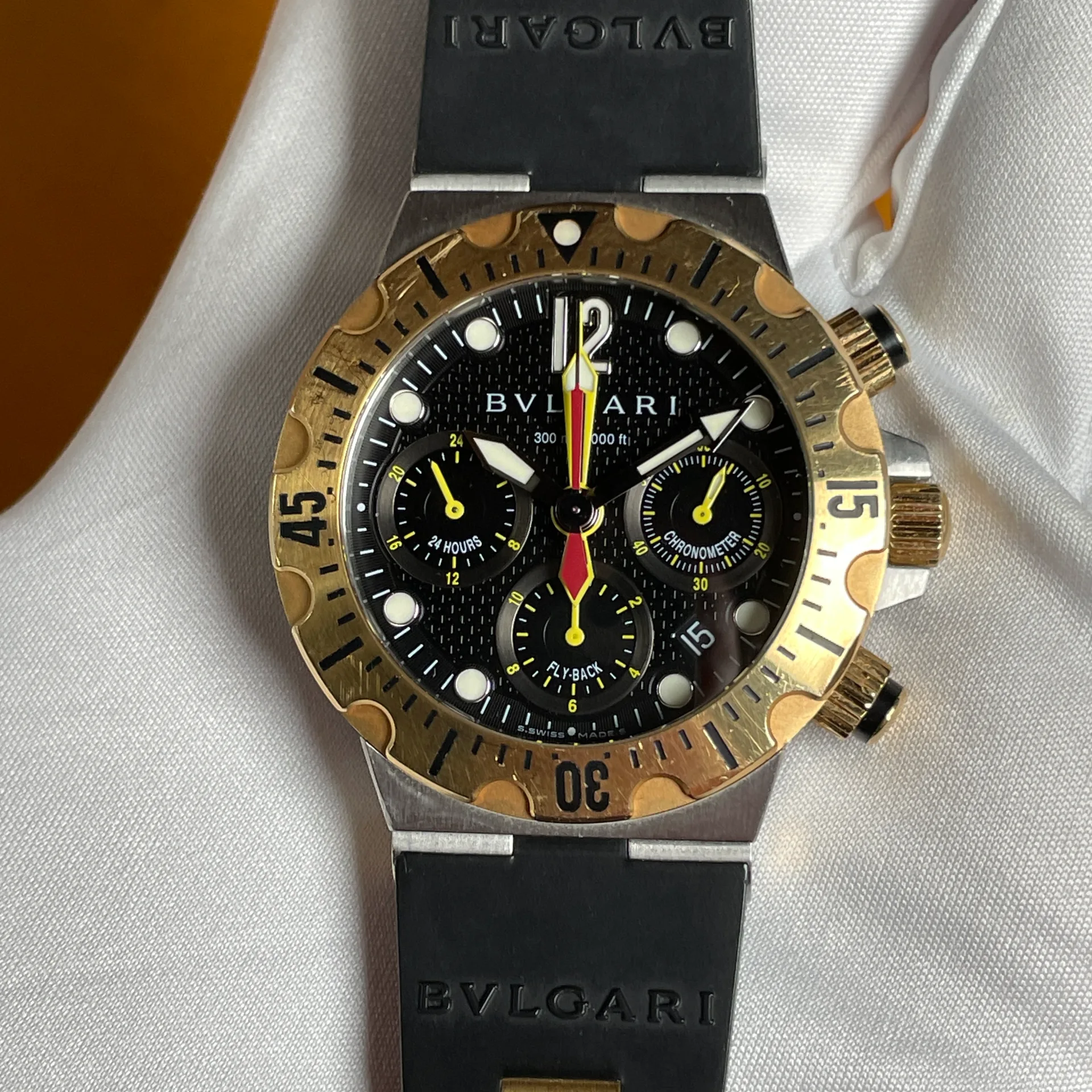 2008 Bvlgari Diagono Pro Aqua Scuba GMT Chronograph 40 Two-Tone / Black / Arabic SC40SG