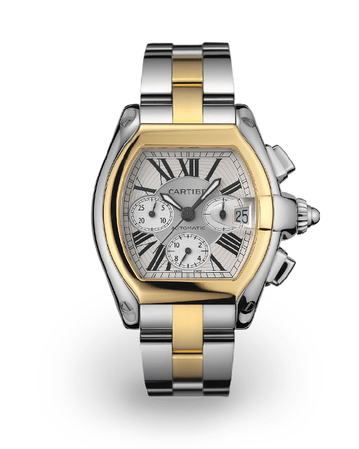 Cartier Roadster 42 Two Tone / Silvered / Roman / Bracelet