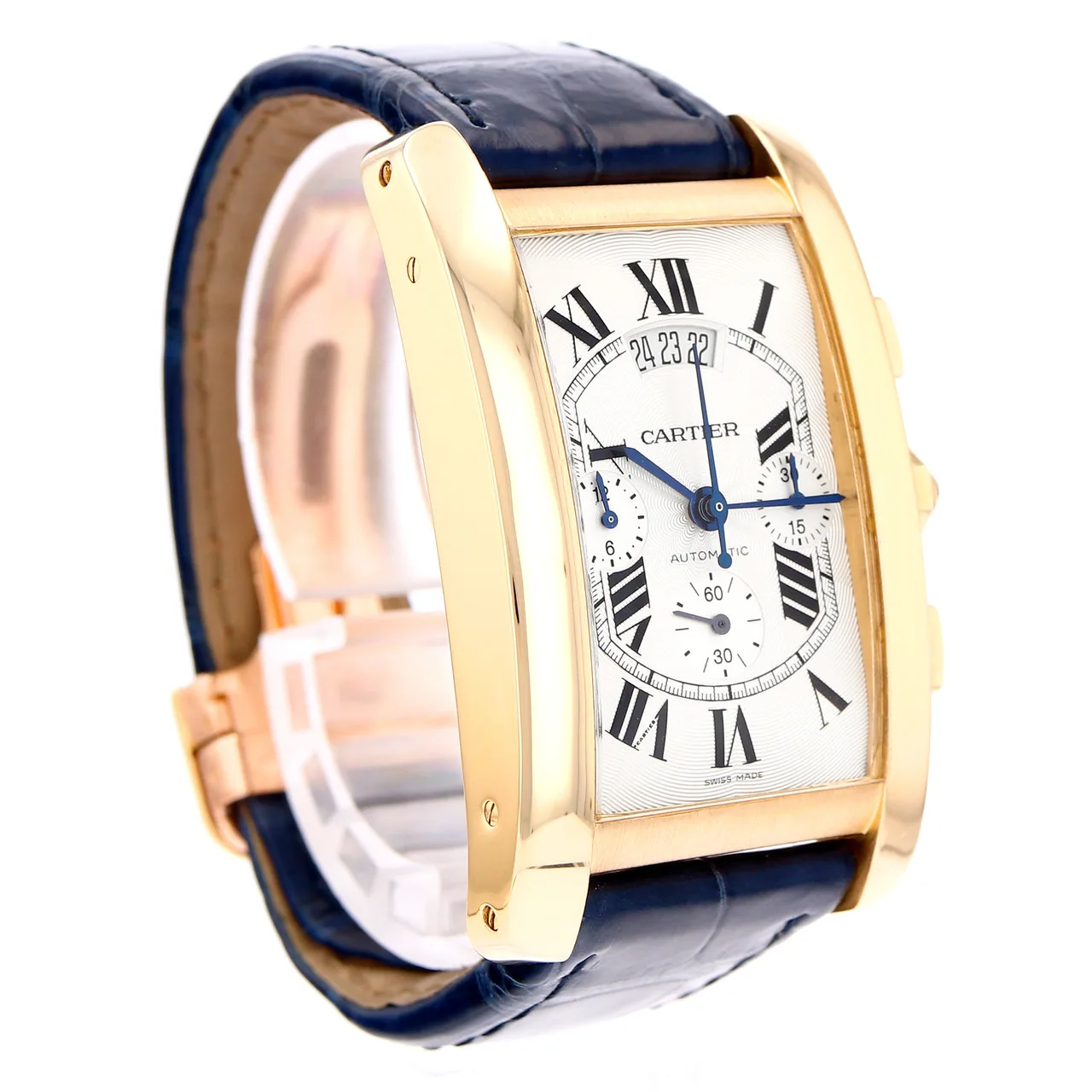 Cartier Tank Américaine XL Yellow Gold / Silvered / Roman / Strap W2609256  Listing Image 3