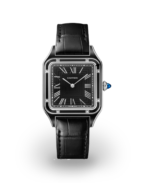 Cartier Santos-Dumont Large Model Steel / Black Lacquer / Black Square / Manual-Wind WSSA0046  Model Image