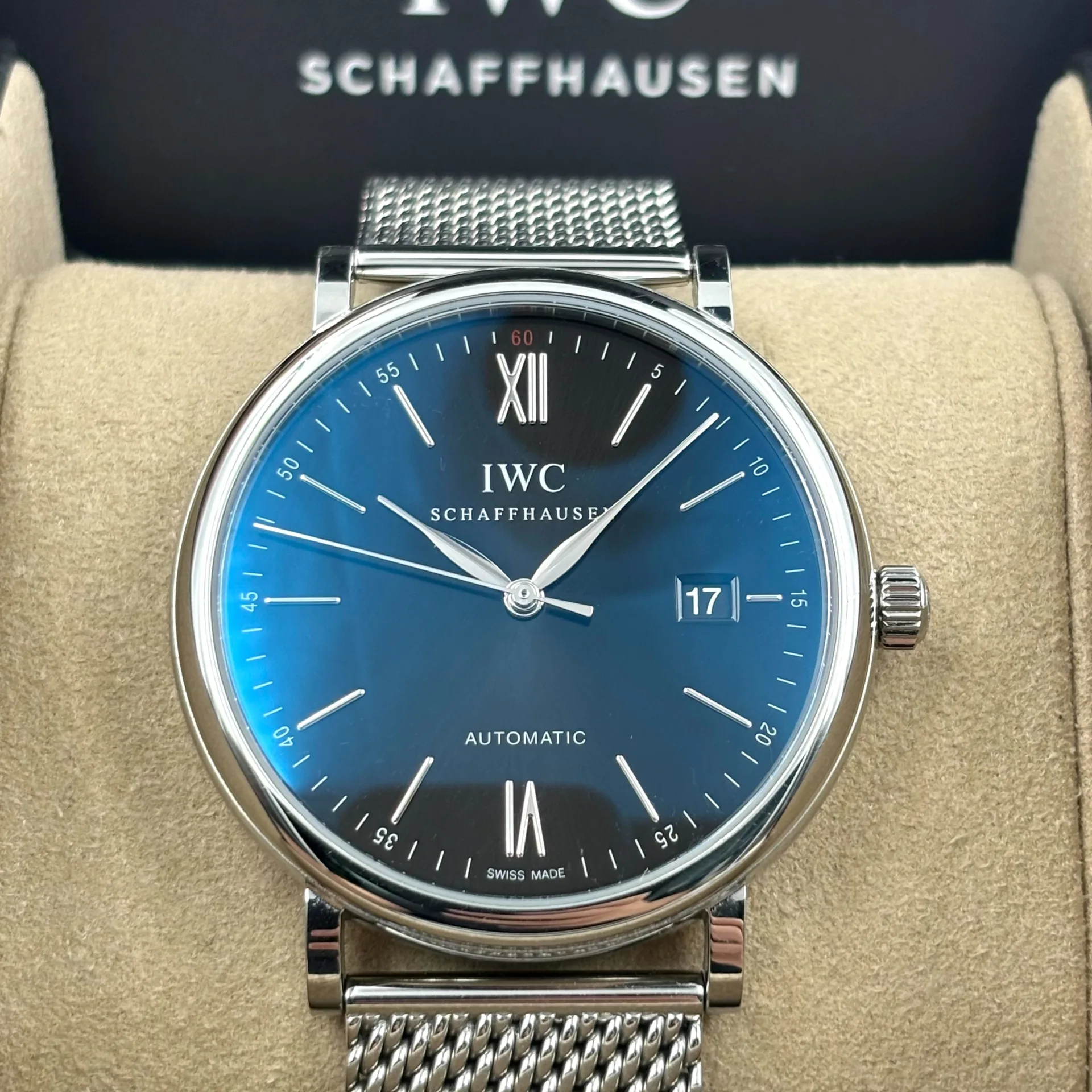 2019 IWC Portofino Automatic Stainless Steel / Black / Milanese IW3565-06