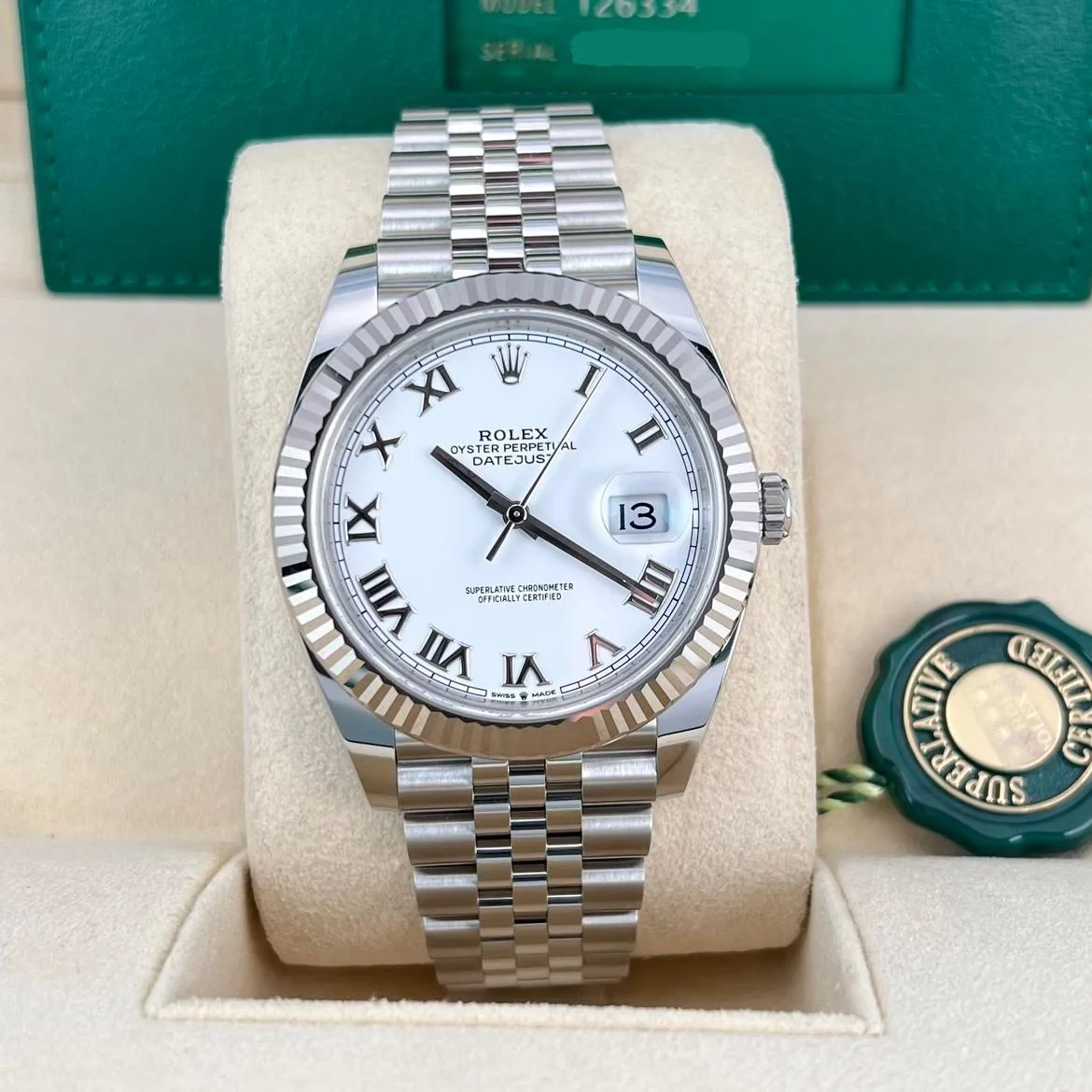 2024 Rolex Datejust 41 Fluted / White / Roman / Jubilee 126334-0024 Listing Image 1