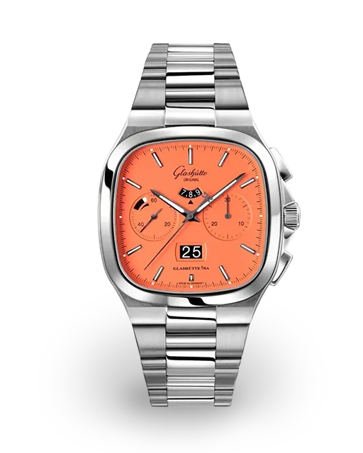 Glashütte Original Seventies Chronograph Panorama Date Steel / Vibing Orange / Bracelet - Limited to 100 Pieces 1-37-02-11-02-70  Model Image